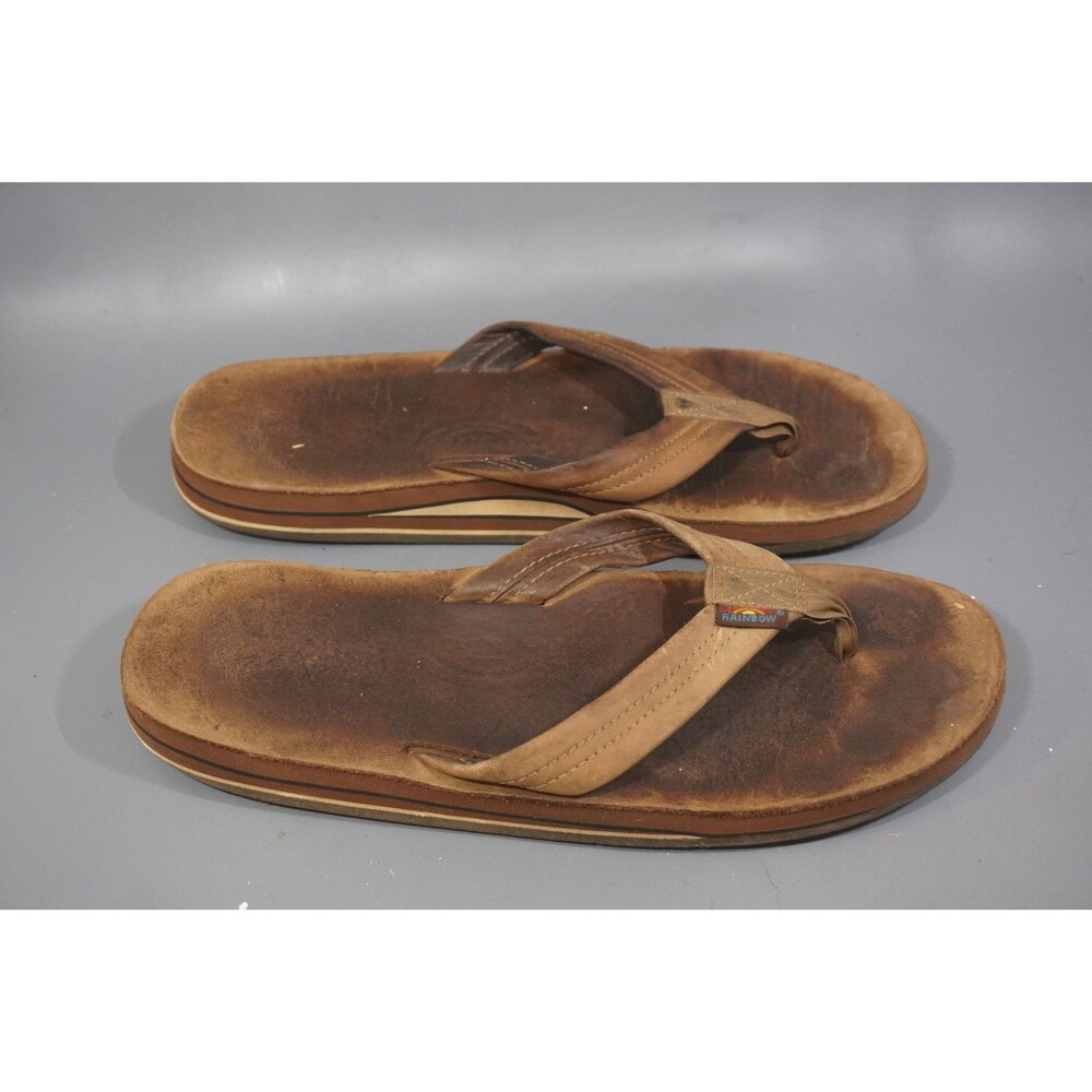 Rainbow Sandals Mens XL 11 12 Double Layer Premier Leather Brown Flip Flops 12”